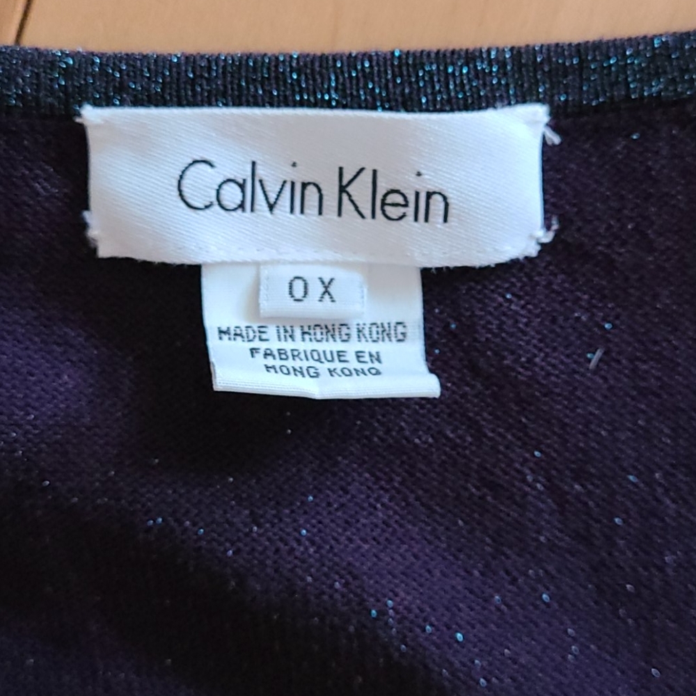 Calvin Klein thin sweater purple w/ blue sparkle - Picture 2 of 3